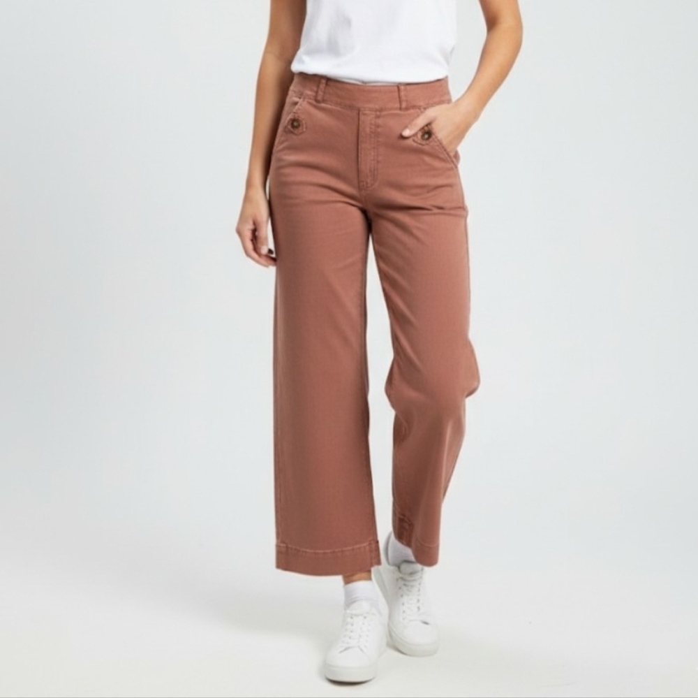 Spanx Stretch Cropped Wide Leg Pants Pull On Size Small Tall